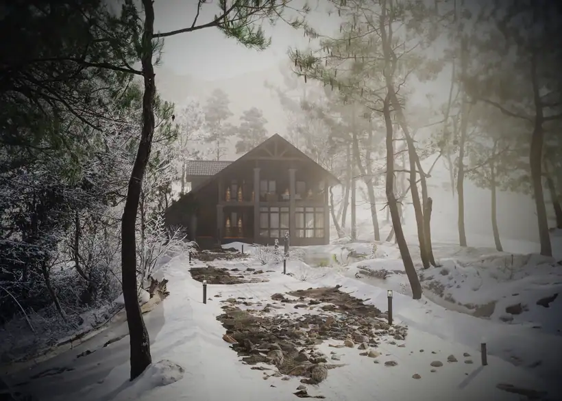 Kar manzarası — mimari görselleştirme, CG Crafts Studio