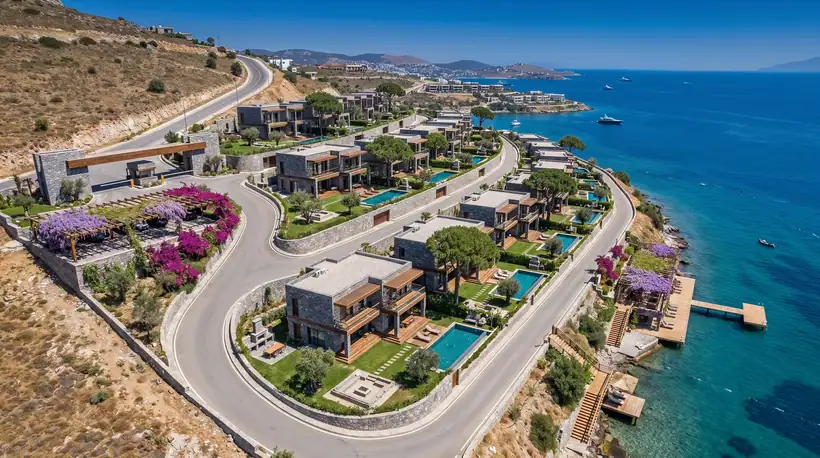 Bodrum Taş Evleri Drone — mimari görselleştirme, CG Crafts Studio