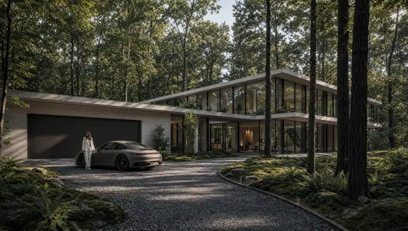 Villa otopark — mimari görselleştirme, CG Crafts Studio