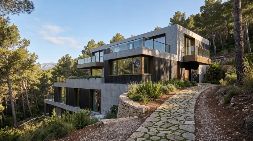 Orman içinde konut — mimari görselleştirme, CG Crafts Studio