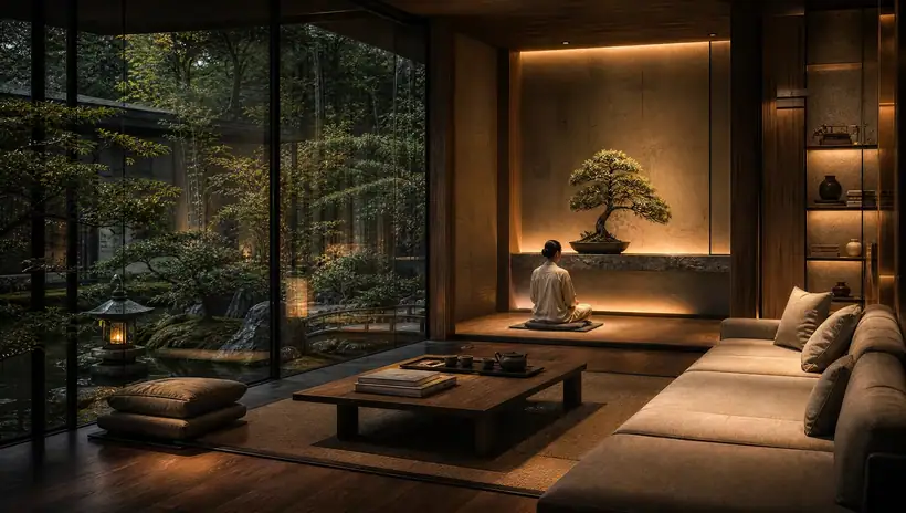 Meditasyon alanı — mimari görselleştirme, CG Crafts Studio